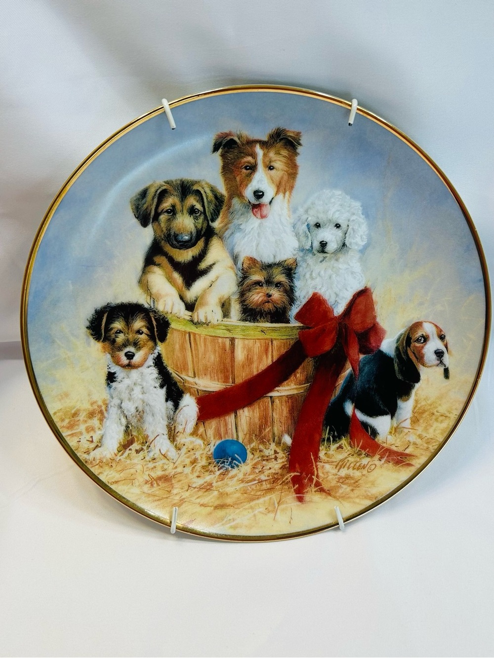 Franklin Mint Vintage Plate “Basket of Cheers” with signature and serial number